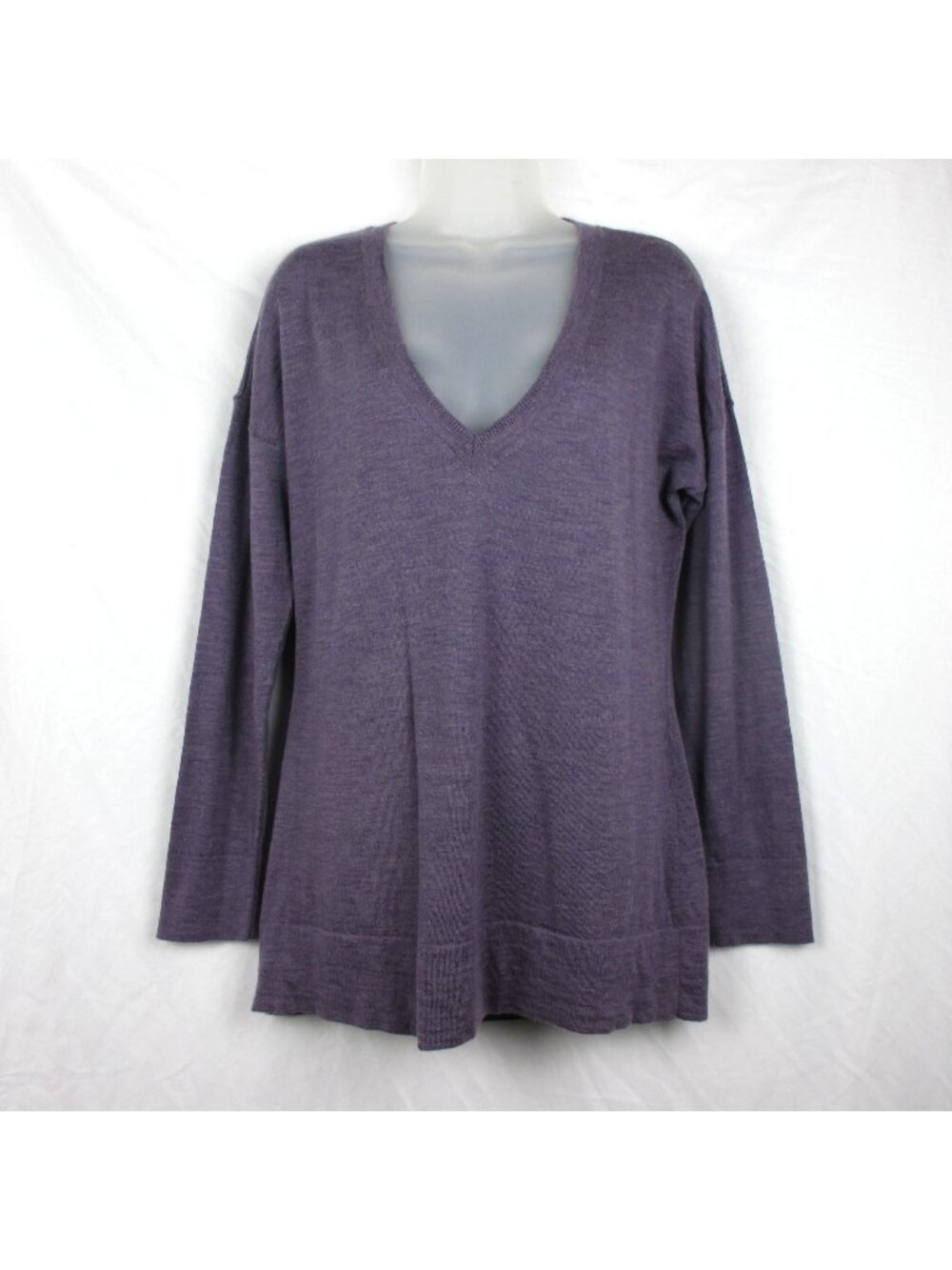 J.Jill Womens Italian Merino Wool V-Neck Long Sleeve Sweater Purple Size L Luxe